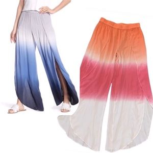 YOUNG FABULOUS & BROKE Ombre Tie Dye Split Wide Leg Palms Pants Size Small
